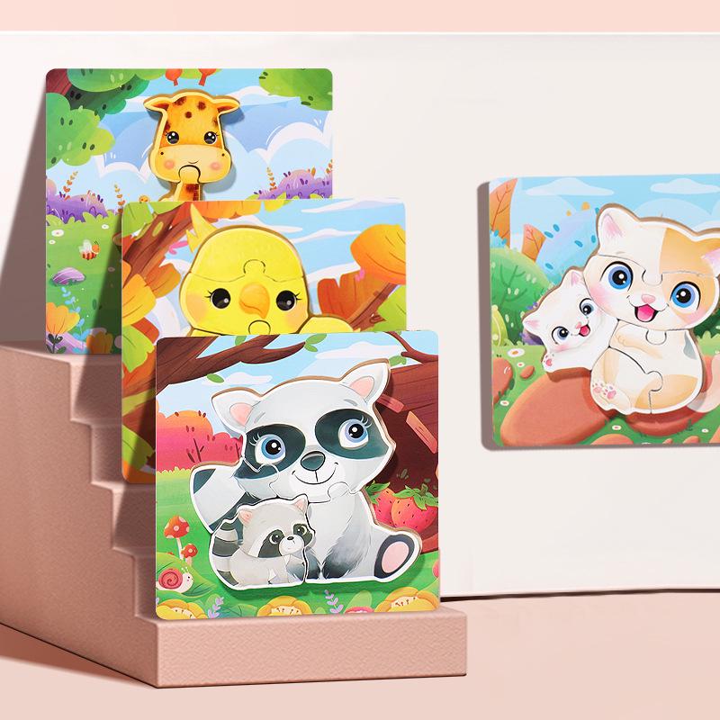 Grenzüberschreitendes 3D Mutter-Kind-Puzzle zur kognitiven Entwicklung, Alter 3-6 - Holzspielzeug-Set für die Früherziehung