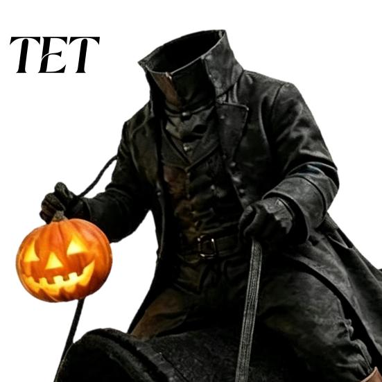 Pohodlný kostýmový doplněk pro mazlíčky Bezhlavý jezdec Kočičí kostým, Halloween 3D Vtipný jezdecký outfit s dýní Roztomilé psí oblečení na párty lucernu,