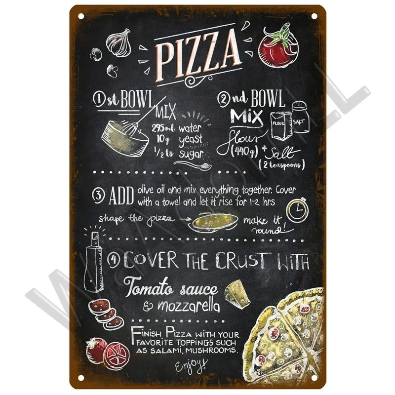 Metal Sign Delicate Fast Food Plate Tin Sign Plaque Vintage Restaurant Home Bar Cafe Kitchen Metal Poster Wall Decor Accessories