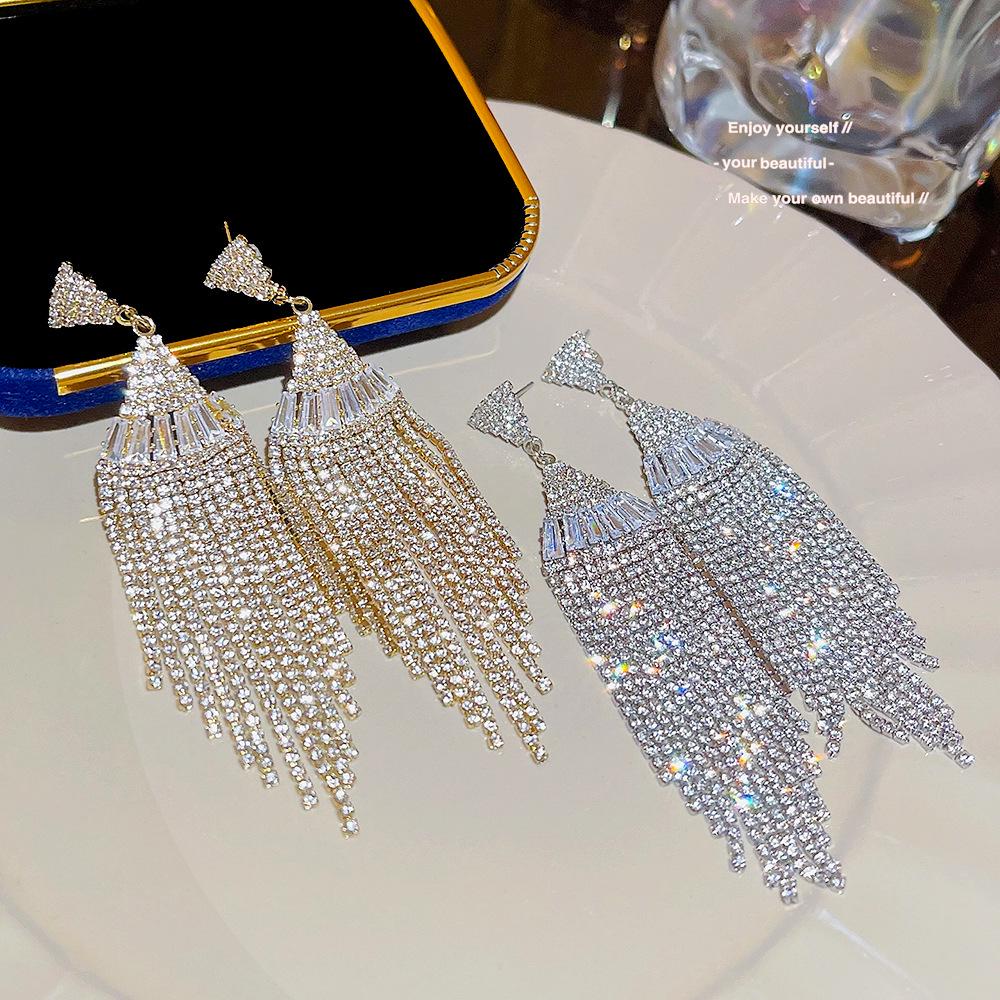 European and American Long Tassel Earrings - Exquisite High-End Fashion Statement Jewelry for Women