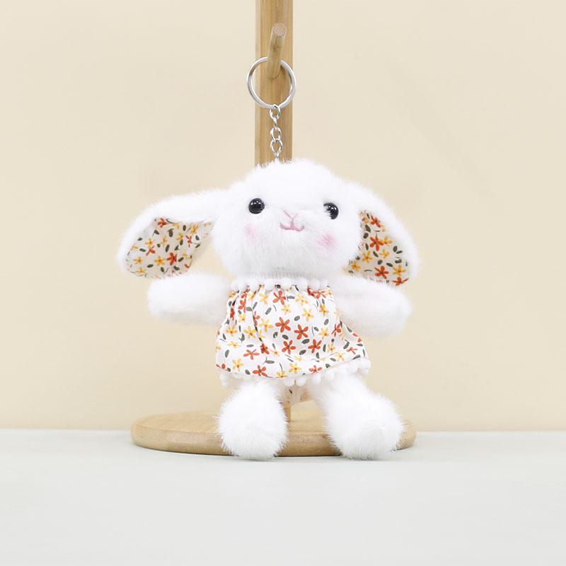 Charming Short Plush Rabbit Keychain Accessory In Lovely Floral Designs Perfect For Bags
