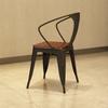 Scaun de sufragerie din fier la modă, scaun de cafea pentru restaurant, scaun creativ în stil european, retro, vintage, stil industrial, scaune simple din metal și lemn
