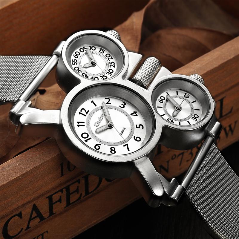 Military Mesh Mens Watches Top Brand Luxury Multiple Time Zone Men's Watch Male Quartz Outdoor Sports Wristwatch