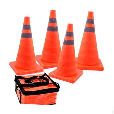 4 buc. conuri de trafic reflectorizante telescopice de 18 inchi de avertizare portocaliu portabil versatil con pop up