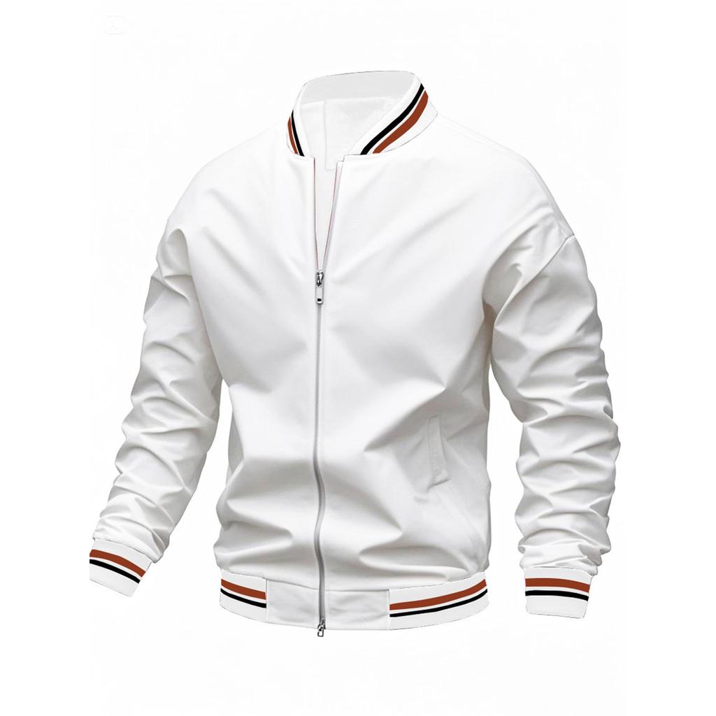 Herren Freizeit Stehkragen Doppelstreifen Jacke Mantel