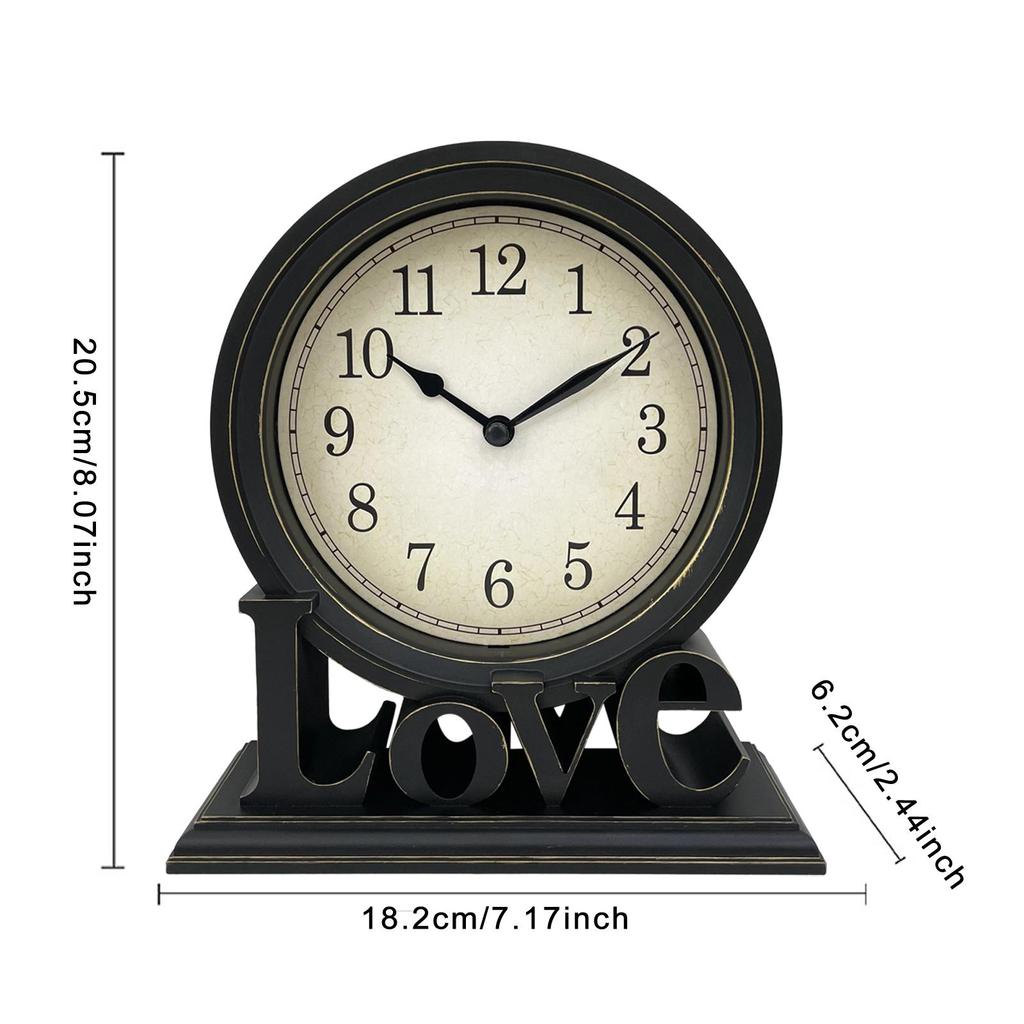 Desk Clock Non Ticking European Style Super Silent Decorative Table Clock Retro for Table Bedroom Indoor Room Decor Desktop
