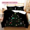 Retro Game Christmas Tree Pattern Bedding Quilt Set  Home Decoration  Gift (1 * duvet cover + 2 * pillowcase  without core)