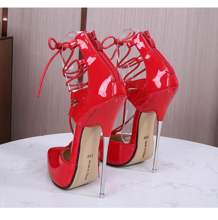 Cross Tied 16cm Heels Roman Women Shoes Fashion Thin with Sandals Big Size Shoes 47 Evening Model Nightclub WZ