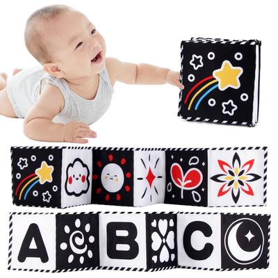 Baby Cloth Book High Contrast Baby Toys Newborn Crib Toys Black and White Animal Sensory Cloth Books 0-36 Months Montessori Toys