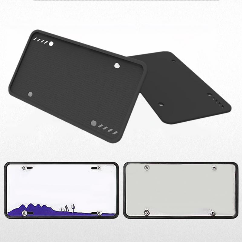 License Plate Holder Silicone Automotive License Plate Bracket Weather-Proof Us Car License Plate Protective Holder For Most