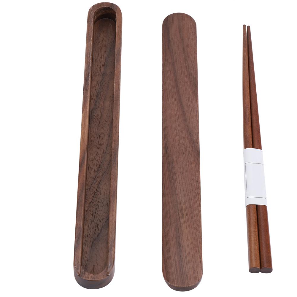 Portable Eco Friendly Wooden Reusable Chopsticks Storage Case Box