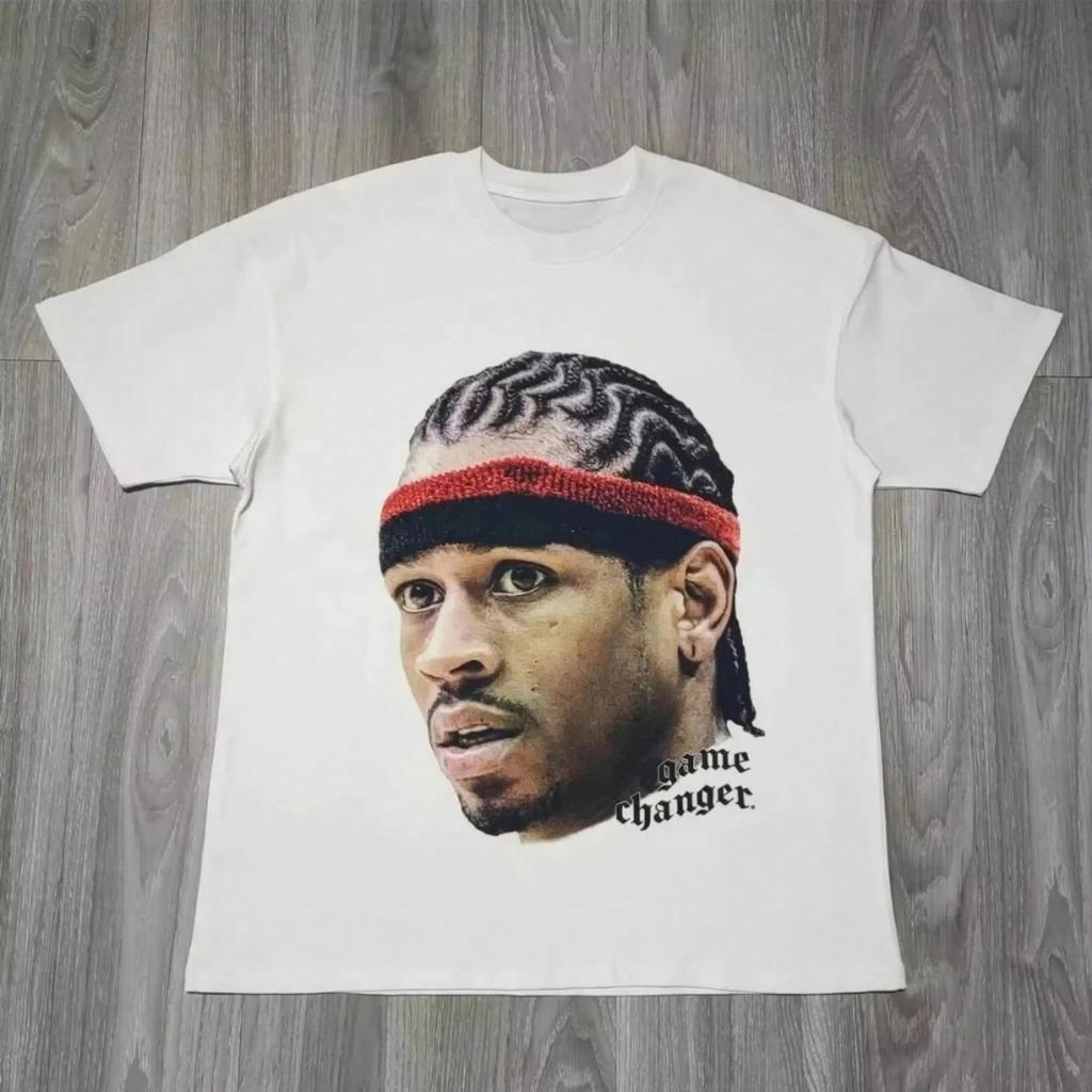 2025 New Summer Basketball Star Retro Short-Sleeved Big Head Graphic Print T-Shirt 's Short-Sleeved Summer Street Sports Tee