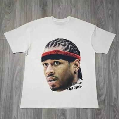 2025 New Summer Basketball Star Retro Short-Sleeved Big Head Graphic Print T-Shirt 's Short-Sleeved Summer Street Sports Tee