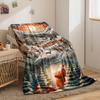 Santa Claus Snow Scene Thick Flannel Office & Nap Blanket