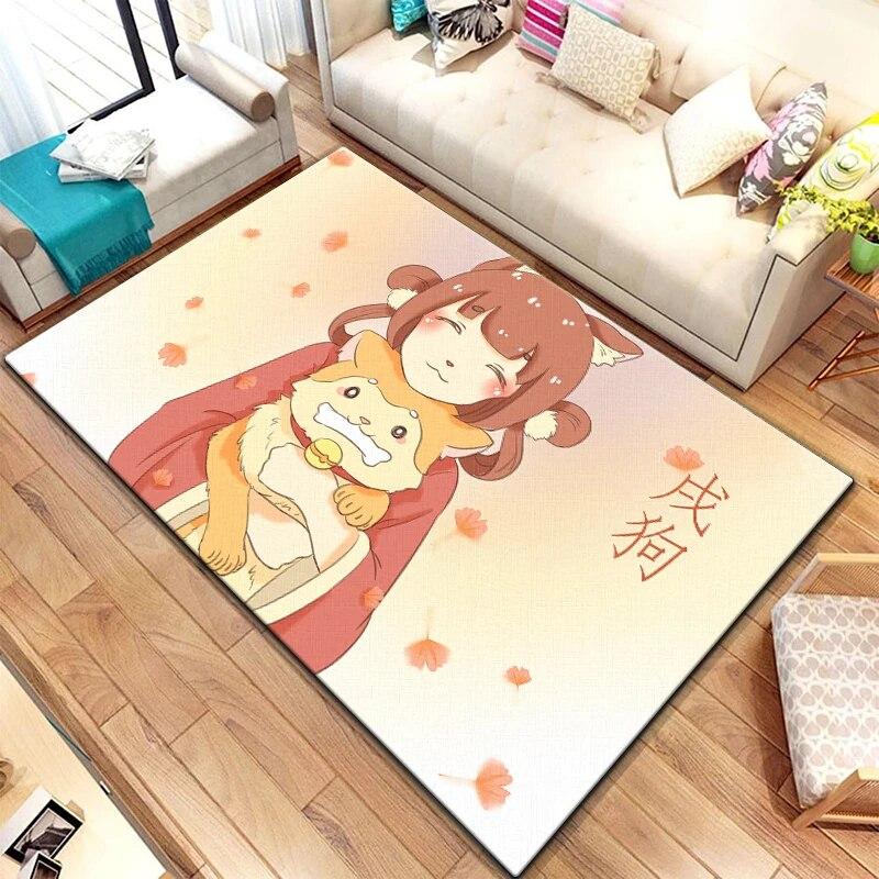 Zwölf chinesische Sternzeichen-Tiere malen Teppich für Wohnzimmer, großer Teppich, schwarzer weicher Teppich, Heimdekoration, Matten, Boho-Teppiche