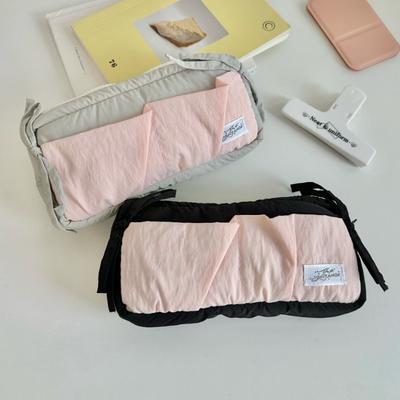 1 Piece Cute Fashion Bow Pencil Case Soft Fabric Casual Large Capacity Stationery Case Portable School Pen Bag Student