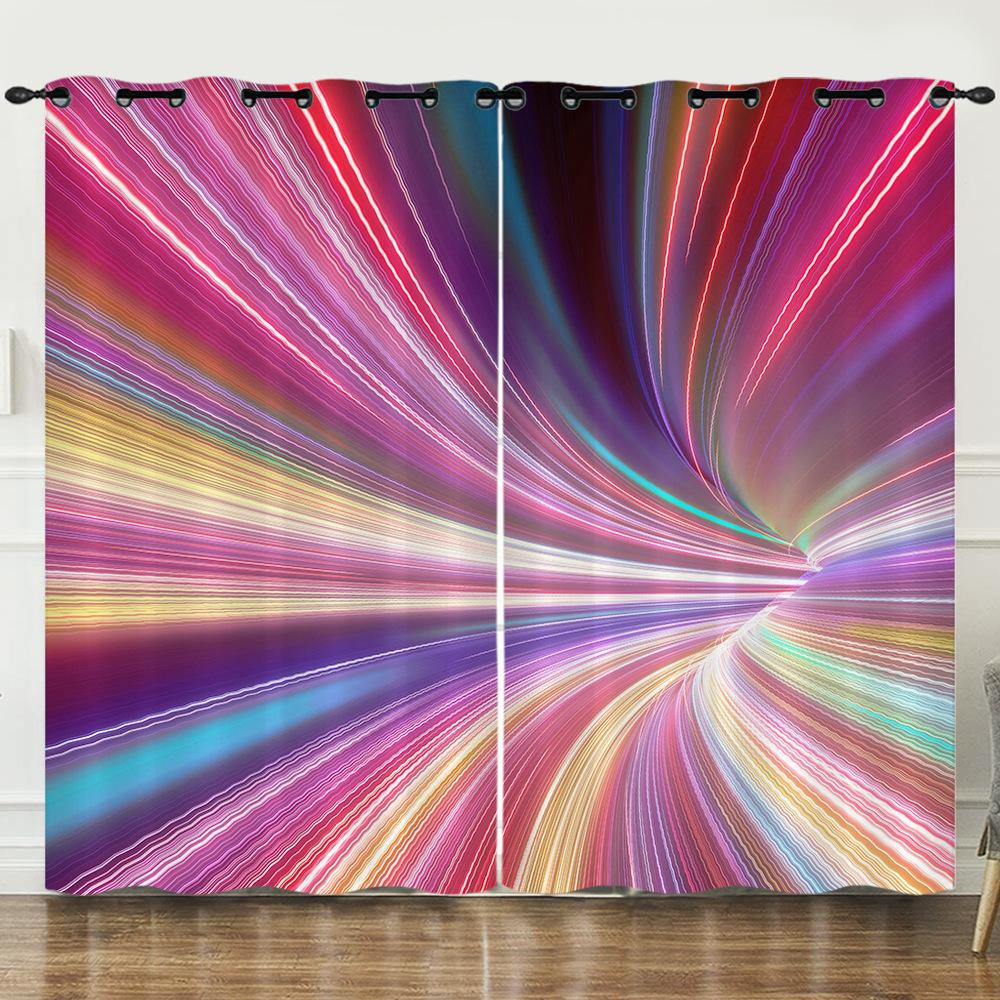 Curtains 3D Three-dimensional Pattern Curtains Nordic Wind Irregular Special-shaped Blackout Curtains Bedroom Free of Punching