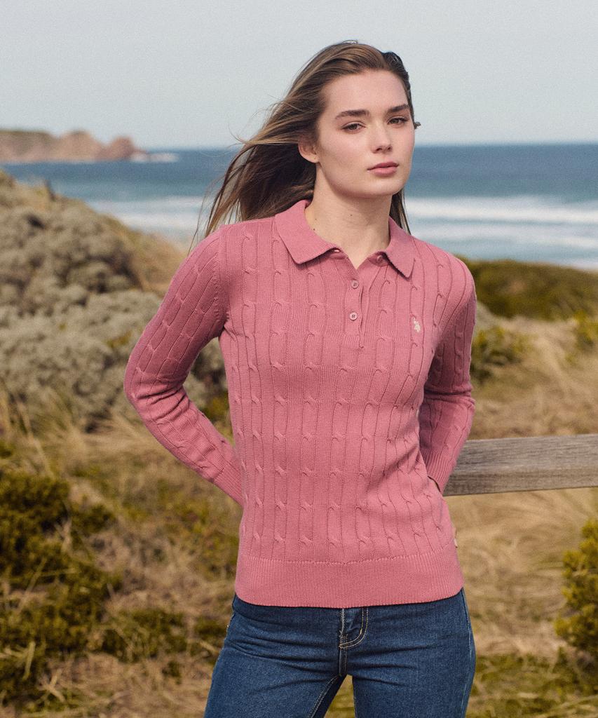 USPOLOASSN Classic Collared Knit_Melange Pink