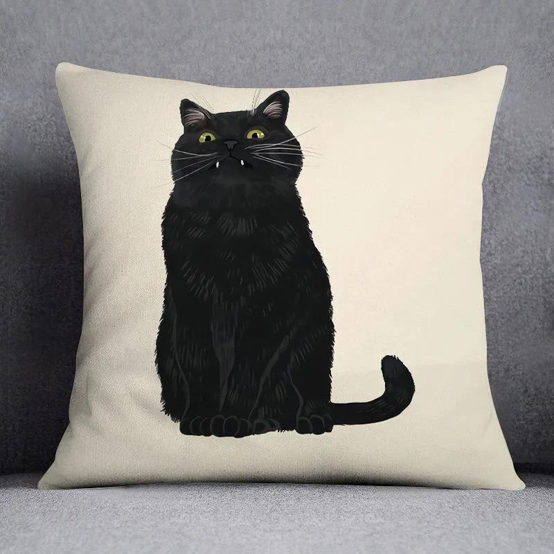 Nordic style cute cat illustration print cushion cover living room bedroom sofa car office seat pillow cover pillowcase