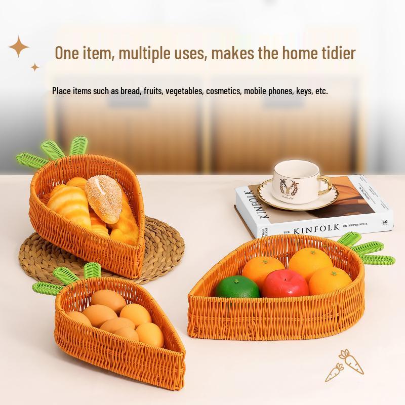 Hand-Woven Rattan Fruit and Storage Basket