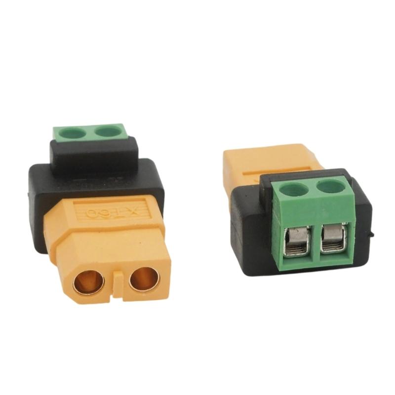 Bidirectional Use Solderless Adapter XT60 Female to 2P Terminal for Balance Chargers Outdoor Power Supplies