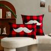 Christmas Red and Black Plaid Embroidered Pillow Cushion Cushion Cover Christmas Style Bedroom Living Room Pillow Without Core