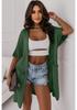 2026 Spring/Summer Women's Casual Knit Batwing Cardigan with Pockets - Loose, Mid-Length, Short Sleeve Outerwear