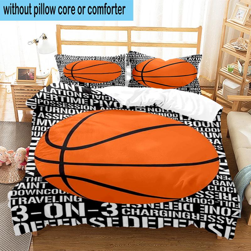 3PCS Basketball Pattern Background 3pcs Bedding,Including 3PCS Duvet Cover And 2pcs Pillowcases Perfect for Christmas,Ideal for Bedroom, Dormitory