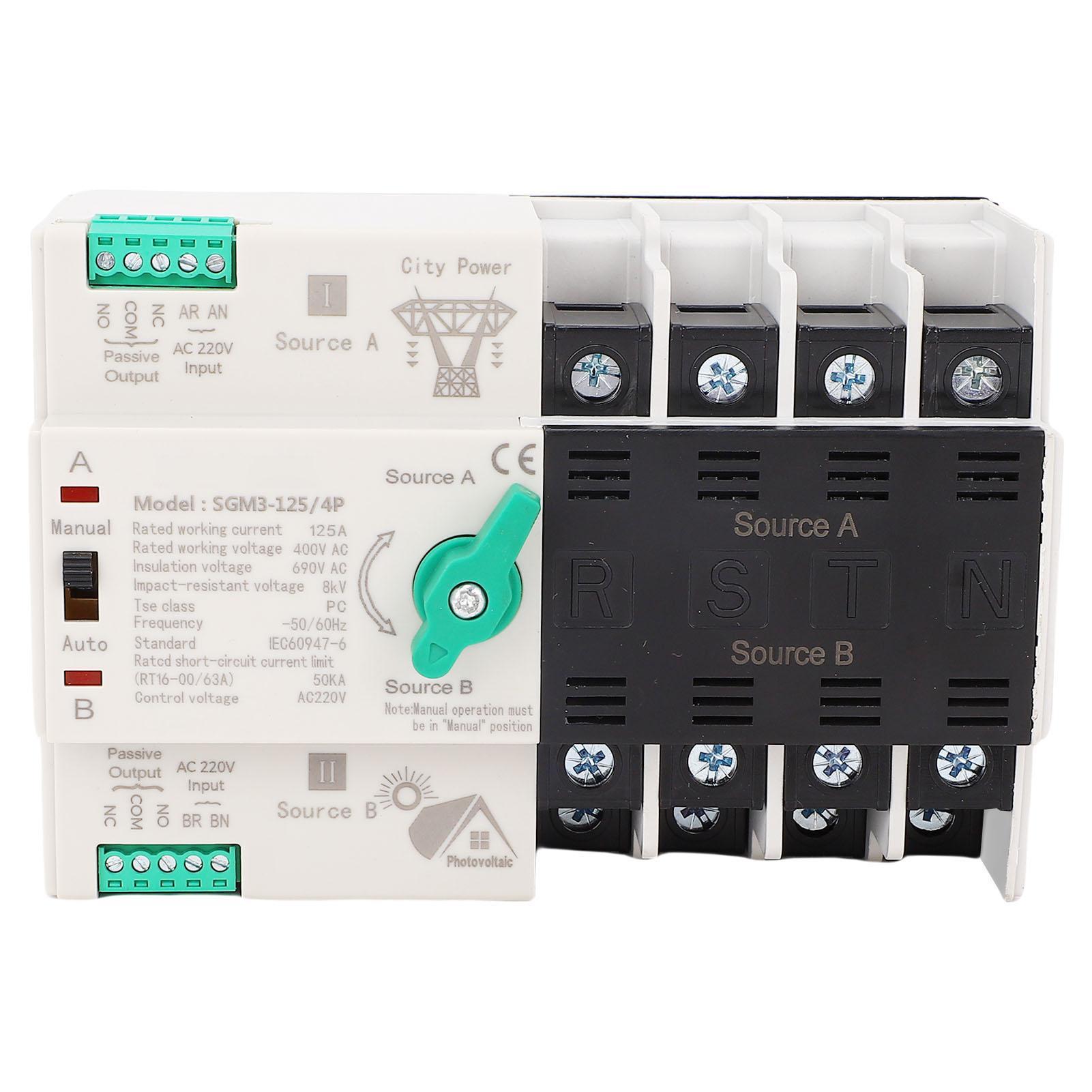 

Автоматичний перемикач живлення 4P 400V 125A Швидке перемикання Автоматичний перемикач ATS