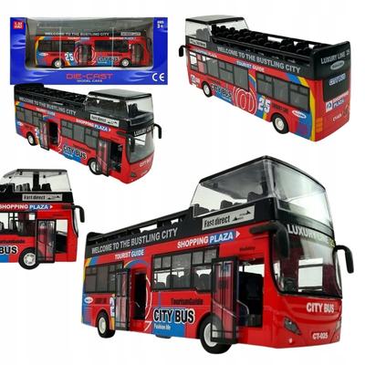Megadidi Autobus Dvoupatrový Kovový Světla Zvuky Model Autobusu