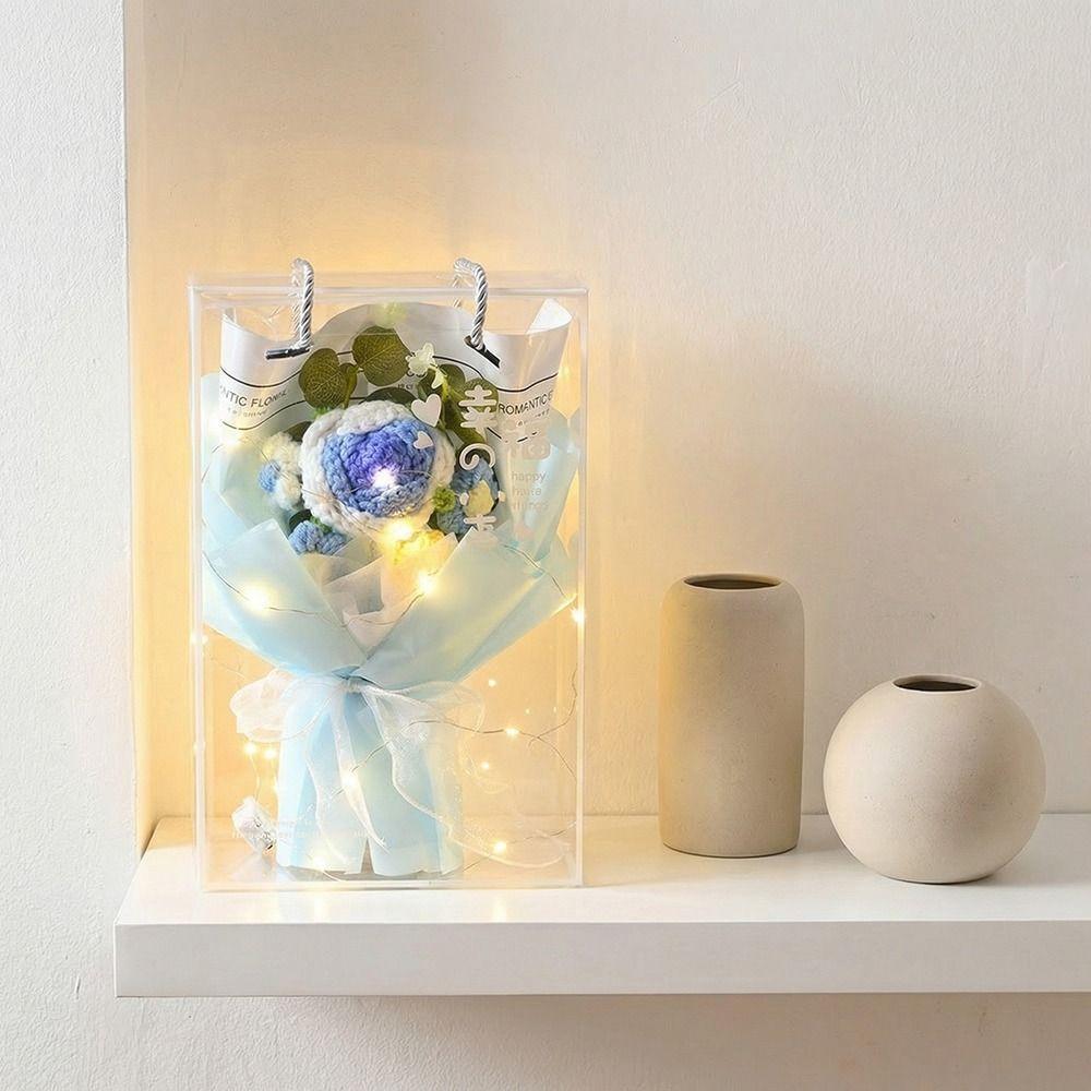 Chinese Style Knitted Rose Bouquet Finished Fake Flower  for Girlfriend's Birthday Gift