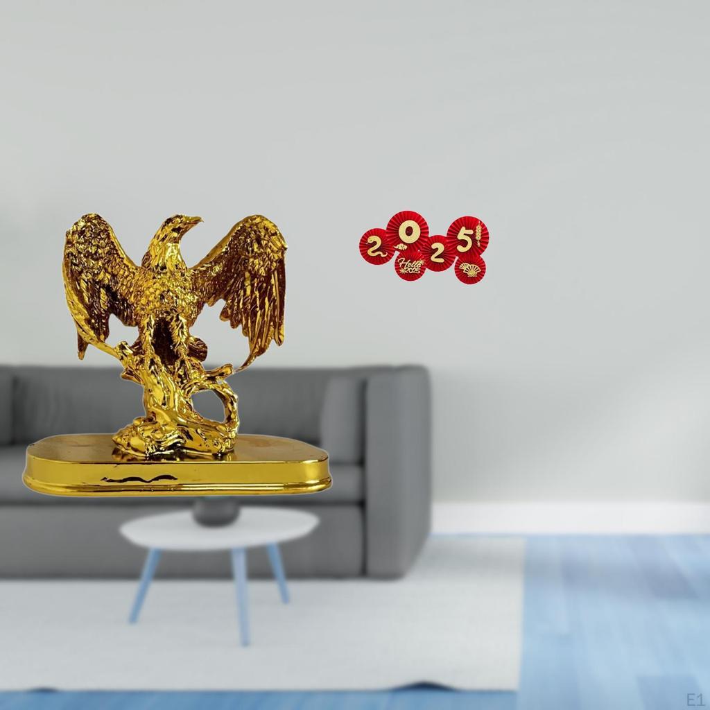 Majestic Resin Sculpture And Chinese Year Paper Fan Decorations for Modern Home Office Desk Wall