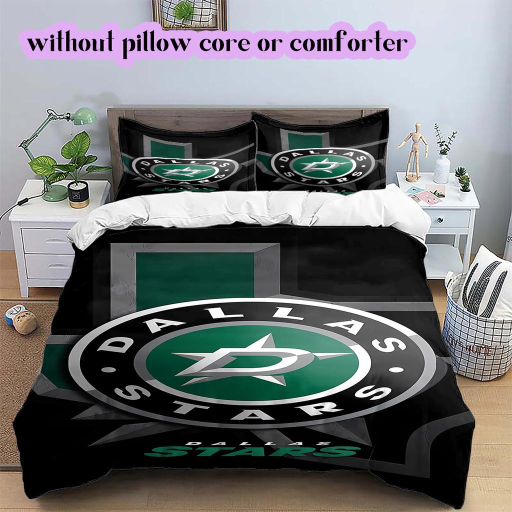 Ice Hockey Logo Pattern Bedding Quilt Set Quilt Cover Pillowcase Home Decoration Birthday Gift (1*duvet Cover+ 2*pillowcase, Without Core)