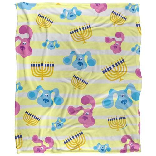 BlueÂ´s Clues Silky Patterned Blue Hanukkah Supersoft Blanket