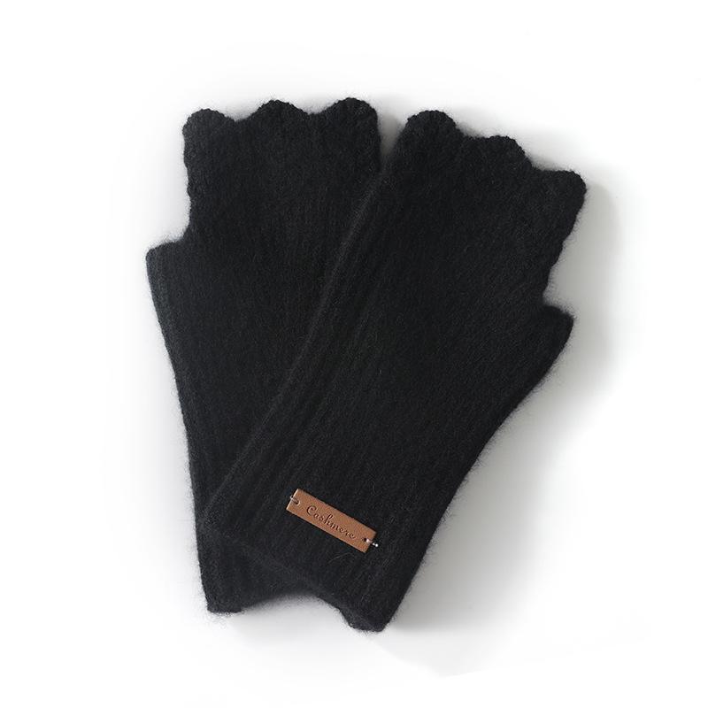 

New Autumn and Winter Women s Half Finger Twisted Fabric Soft and Glutinous Cold Proof and Warm Arm Protecting Fashionable Gloves one size