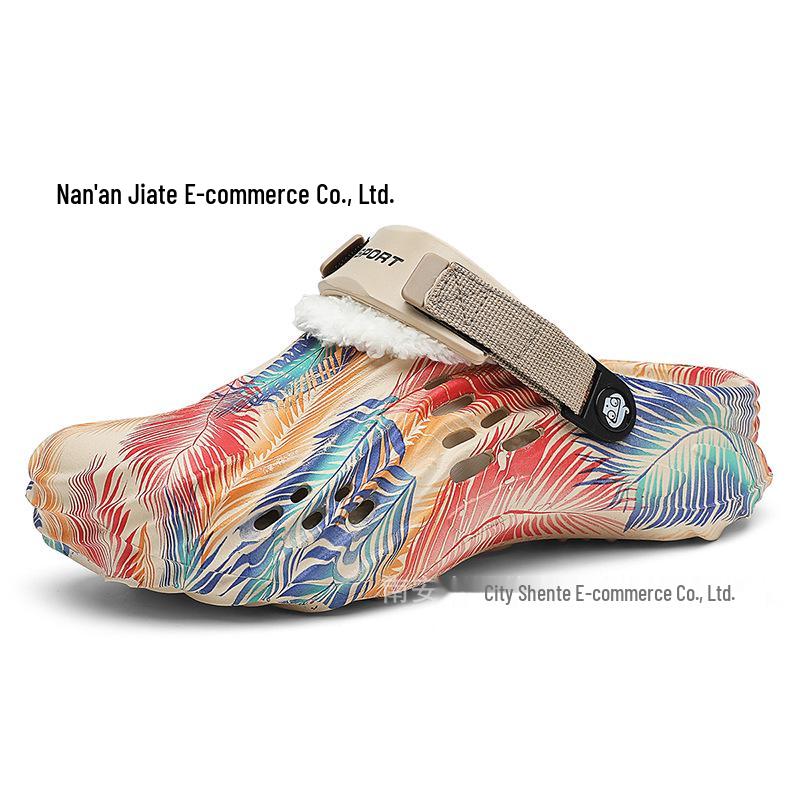 

Мужские легкие сандалии со съемным носком: Универсальные трансграничные зимние/летние пляжные туфли с мягкой подошвой и возможностью выбора большого размера 44 хаки