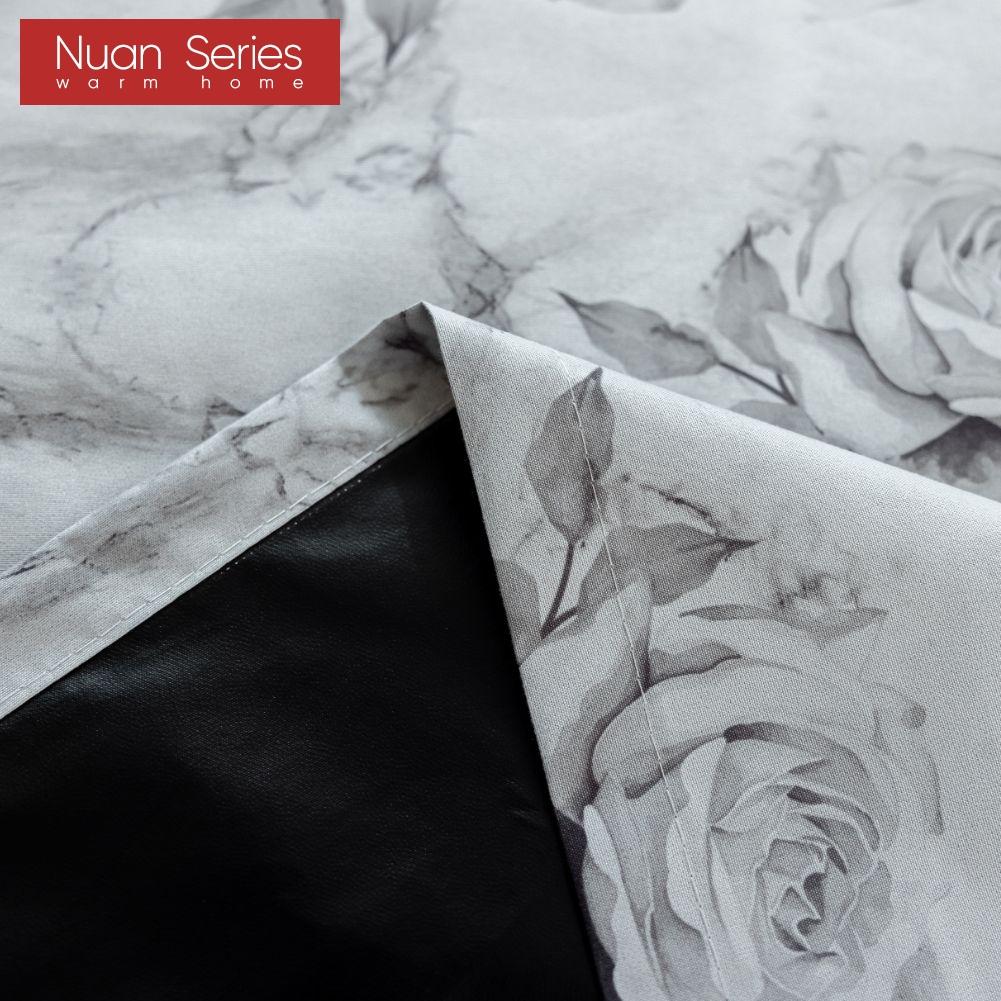 1 Stück Nuan Serie Modischer Französischer Retro-Stil Grau Rosa Bedruckte Vorhänge Vollverdunkelungsvorhänge für Schlafzimmer Wohnzimmer Balkonfenster zur Heimdekoration