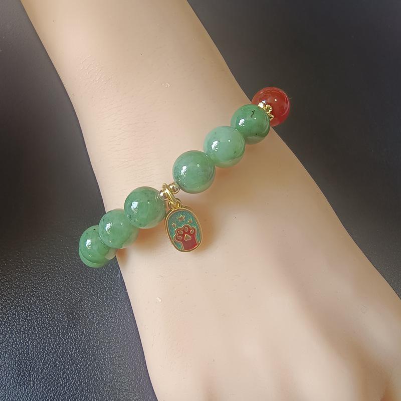 Natural Hetian Jade Women s Fortune Bracelet - Luck-Turning Beaded Jewelry for Girls Single Bead: 10mm