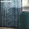 1PC NAPEARL Bohemian Style Blue Geometric Print Curtain with Fringe Semi Blackout for Small Windows Balcony Home Decor