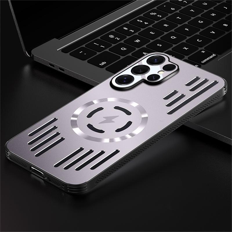 Hard Metal Heat Dissipation Magnetic Wireless Charger Cover For Samsung Galaxy S25 Plus Ultra S25Ultra Cool Protective Back Case
