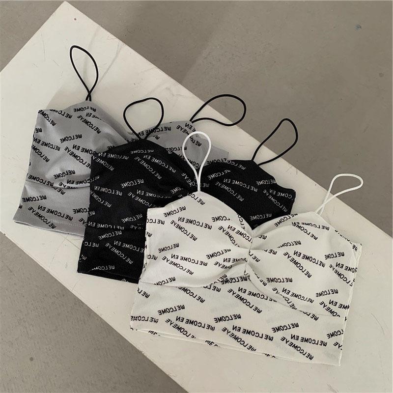 

2023 Майка с буквами, небольшой жилет, короткие майки с подкладкой для бюстгальтера, сексуальные тонкие однотонные футболки и топы, майки и майки