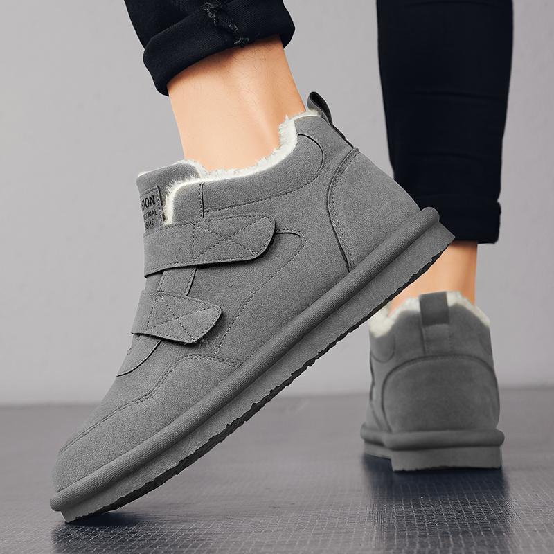 Winter Shoes Fashion Warm Snow Boots Mens Cotton Shoes with Fur Non-slip Waterproof Ankle Boots Outdoor Work Boots Walking Shoes