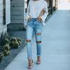 Spring 2022 Womens Fashion High Waist Y2k Women's Skinny Ripped Jeans Baggy Woman Denim Capris Pants Jean Mom Jeans Trousers