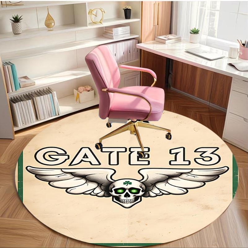 Gate 13 Logo Print Round Rug, Washable Floor Carpet, For Entryway Dorm Laundry Room Office Study, Home Decor Birthday Christmas Gift