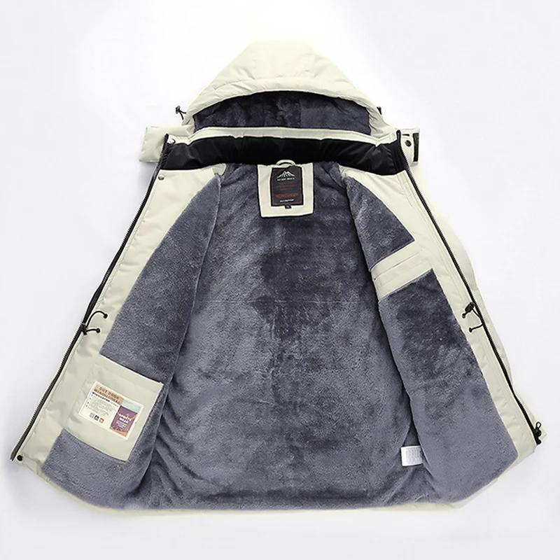 Winter Plus Velvet Thickened Couple Cotton Coat Windproof Waterproof Plus Fat Plus Size Warm Cold-proof Jacket