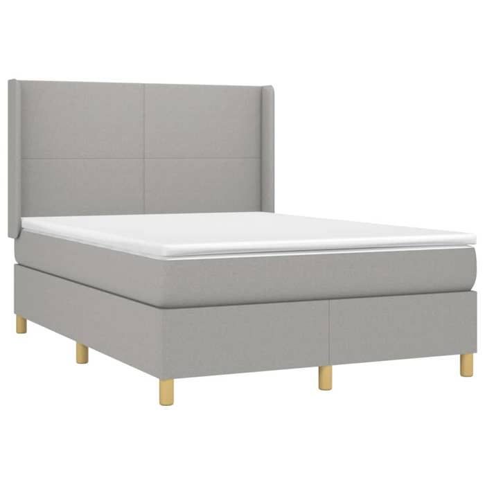 Exclusive House - LED Bed Slatted Base Mattress Light Gray 140x200 Cm Fabric