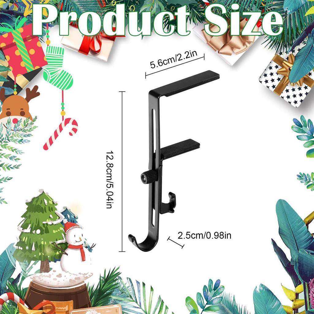 4 Pieces Christmas Fireplace Stockingand Garland Hanger Adjustable Wreath Hook Decoration For Fence Fireplace Christmas Tree