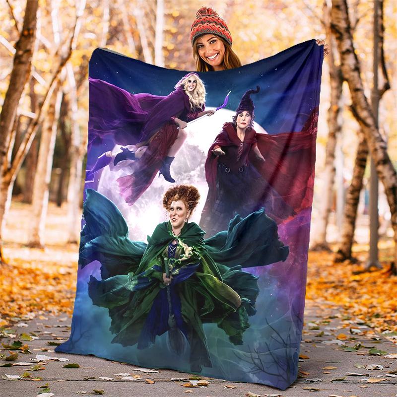 Hocus Pocus Flannel Blanket Soft Warm All-Season Throw, Design for Camping, Car Travel, Hiking Sofa, Bed, Office Perfect Gift for Parties
