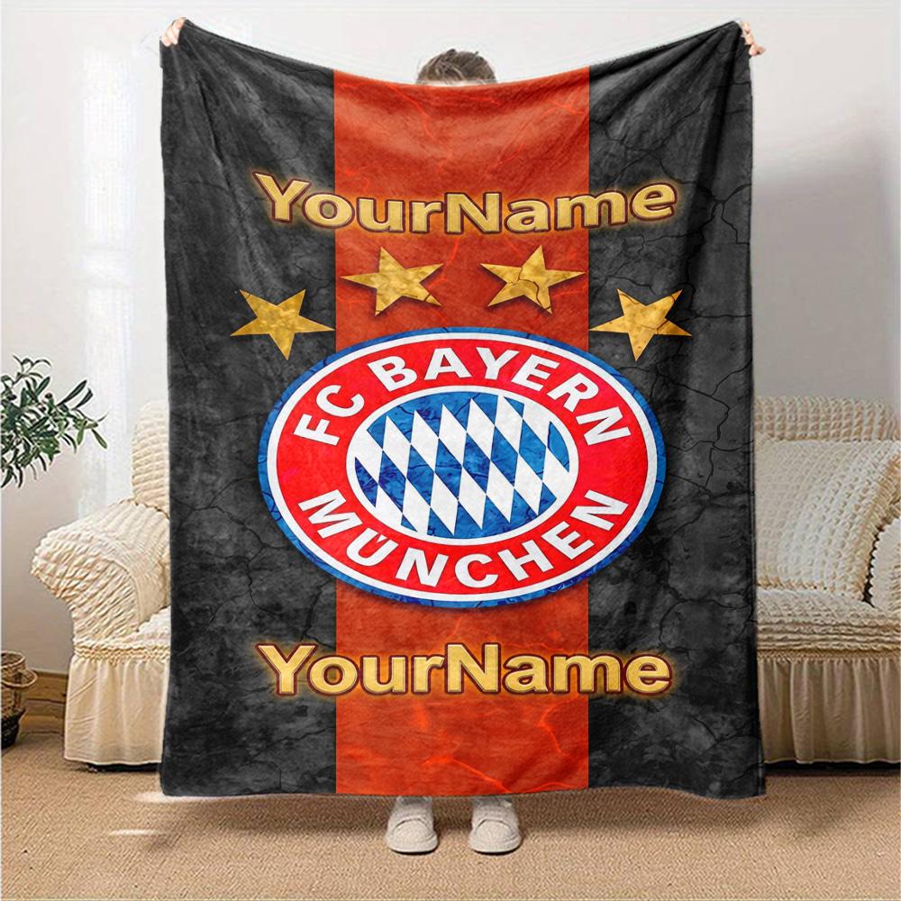 Bayern Munich Customize Text Blanket Throw Customizable Blanket Warmthful Decor Perfect for Bed Seaside Office Chair Couch Four Seasons Multipurpose