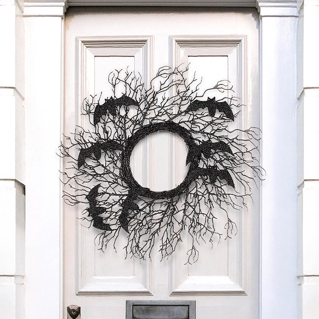 Halloween Simulation Decoration Wreath, Black Withered Branches, Vines, Window And Door, Hanging Party Props